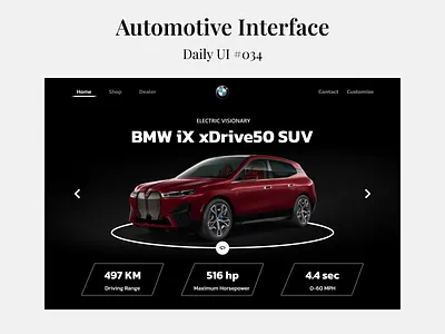 Automotive Interface - Daily UI #034 automotive automotive interface daily ui figma interface ui ui design uiux uiux design web design