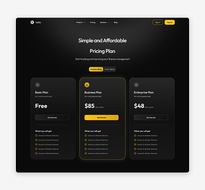 Pricing page UI. ui design