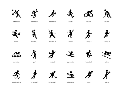 20 Minimal Sports Icon apple apple style baseball figure football human icon icons minimal silhouette soccer sports sports app sports icons tennis ui ux web workout workout app