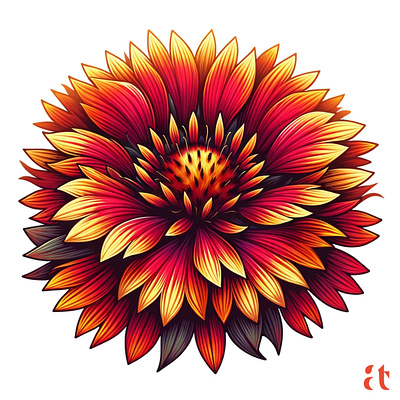 Sunset Blaze by Aravind Reddy Tarugu aravind art blanket flower design digital artistry fiery floral illustration layered petals nature orange radiant red reddy sunset hues tarugu vector vibrant vivid palette yellow