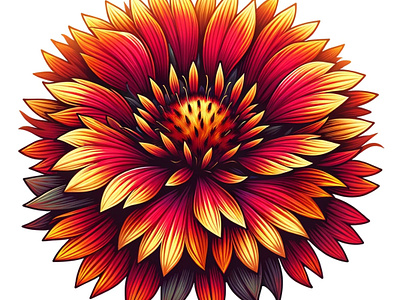 Sunset Blaze by Aravind Reddy Tarugu aravind art blanket flower design digital artistry fiery floral illustration layered petals nature orange radiant red reddy sunset hues tarugu vector vibrant vivid palette yellow