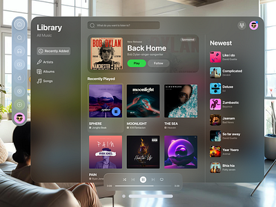 Spotify | Apple Music | Vision Pro | Music Player apple apple music apple vision pro ar music player musics songs spotify ui uiux ux vision pro vr youtube music