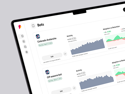 Bot list page bots data list page metrics