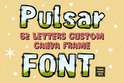 Pulsar Letters Custom Canva Frames alphabet bold canva character custom cute decorative display element font frame inside letters lovely outline picture playful pulsar san serif template