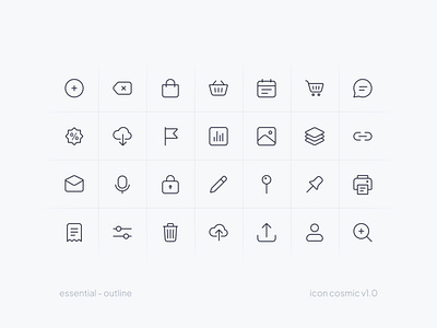 Essential Icons | icon cosmic v1.0 icon ui ux vector