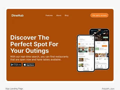 DineHub- App Landing Page Design landing page ui ui design ux ux design web webdesign website