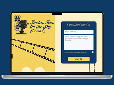 Vintage Cinema Club Sign Up Form ui