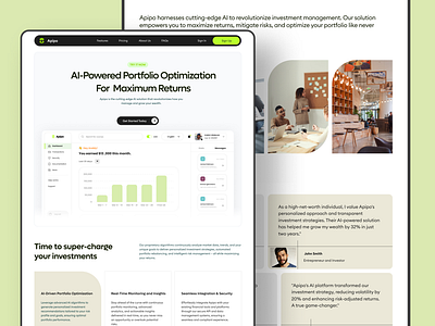 Fintech Website UI for Apipo app budget clean creative expense figma finance fintech income investment investor product saas ui