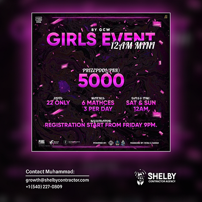 PUBGM Girls Event Posters Design for GCW branding design esports gaming graphic design illustration logo photoshop poster