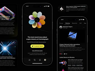 Cointelegraph app concept application crypto crypto app crypto news dark mode