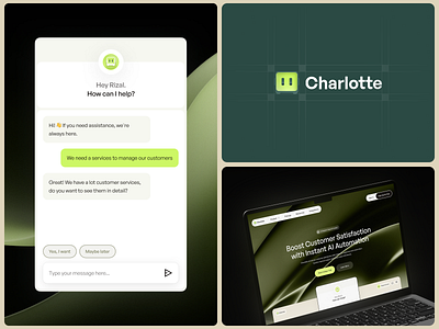 Chatbot Customer Assistant Previews ai app design assistant bot brading chat chatbot chatting clean crm customer management dashboard hr dashboard landing page logo message saas simple ui website