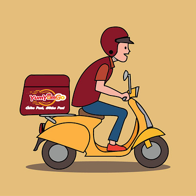 Character Illustration Of A Delivery Rider. begineer character illustration graphic design