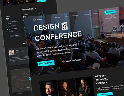 Conference Website Landing page Design animation branding design graphic design illustration logo typography ui ux vector