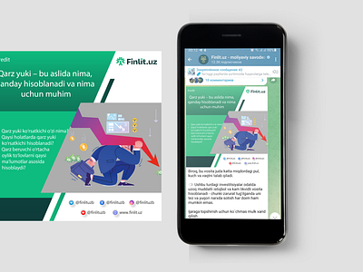 Telegram post example Finlit branding cdrow graphic design illustrator logo photoshop post telegram ui