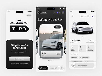 Car Rental Mobile App for Turo car car rental design mobile app rental ui user interface ux