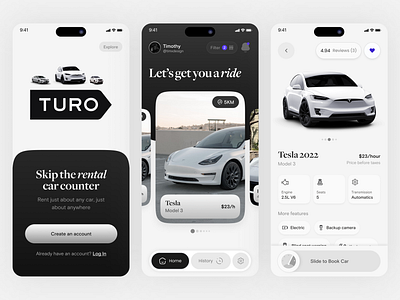 Car Rental Mobile App for Turo car car rental design mobile app rental ui user interface ux
