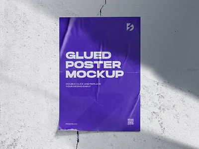 Glued Poster Mockup a4 mockup a4 poster mockup branding crumpled poster graphic design grunge texture mockup photoshop mockup poster design poster mockup poster mockup psd wall poster wall poster mockup