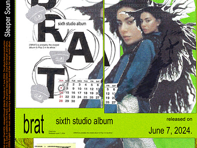 BRAT MIXED MEDIA POSTER. charliexcx design flyerdesign graphic design illustration mixedmedia mixedmediaposter mockup poster