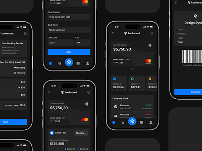 Mobile Banking - Lookscout Design System android app application banking dark design design system figma ios lookscout mobile modern responsive transactions ui