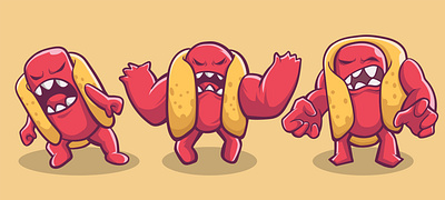 The angry hot dog art food graphic design hot dog illustration design