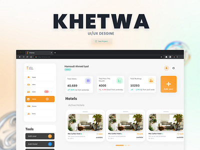 KHETWA DASHBOARD FOR ADMINS admin admin dashboard branding dashboard figma graphic design hotels khetwa landing page rooms ui users ux wareframe