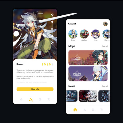 Genshin Impact Mobile Assistant app design digital product figma figmadesign game genshin graphic design interfaces jogo mobile mobilegame ui uidesign ux uxdesign web