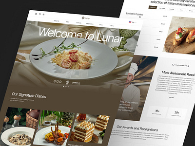 Lunar - Italian Restaurant Landing Page awards book booking cake chef cook cooking dine in dish dishes food forbes italian food landing page michelin order restaurant star take out web design