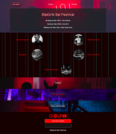 Elektrik Eel Festival ui ux web design