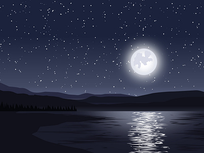 Night Illustration design graphic design illustration nature night scenery starry vector