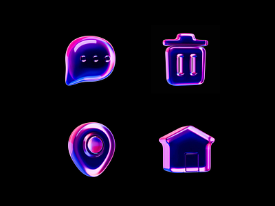 3D glass icon design 3d icon ui