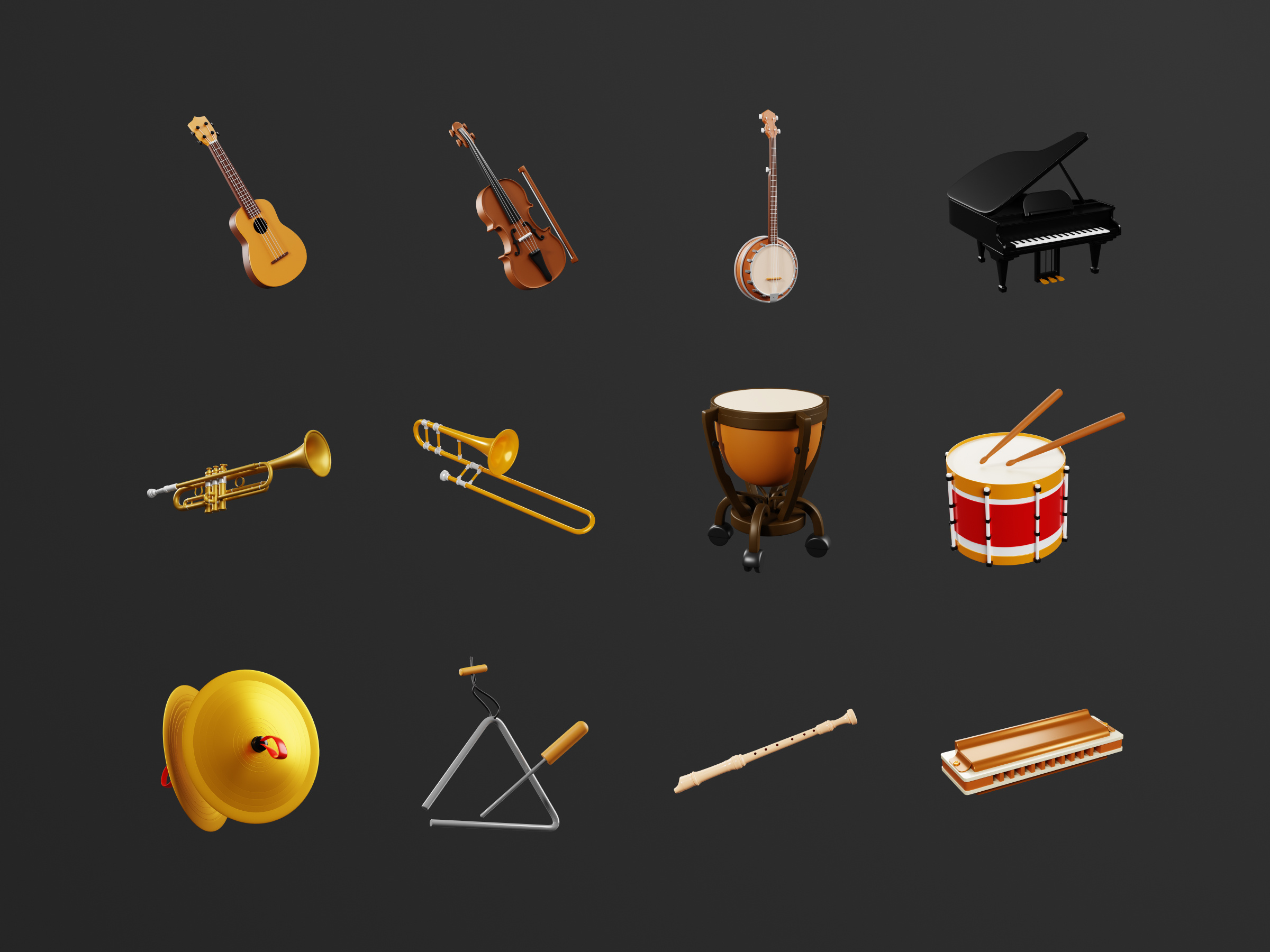 Example of Custom 3D Icon Set 10 Icons