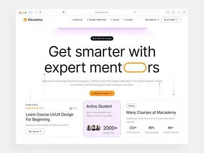Macademy - Online Course Website branding clean course design landing page mentors online online course school study testimonial ui uiux ux web design