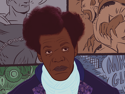 Mr Glass (Unbreakable) cartoon realism flat colors illustration linework personal project portrait illustration procreate