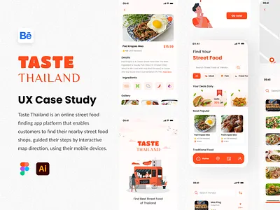 Street Food Finder App (Case Study) app app design app ui appdesign casestudy creative design food app foodfinderapp mobile app mobile application restaurent app shahnajparvin77 ui ui design uiux