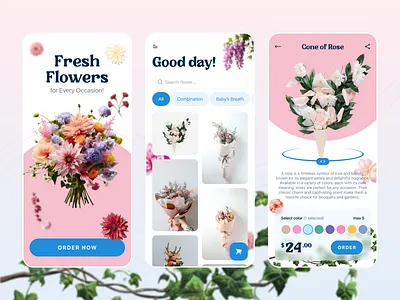 App - Flowerist app bucket card clean custom customize ecommerce flower layout ui ux