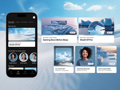 Your Inner World - Breathe Section app breathwork breathwork app ios design meditation app mobile self care self care app ui ui design ux ux design wellness wellness app