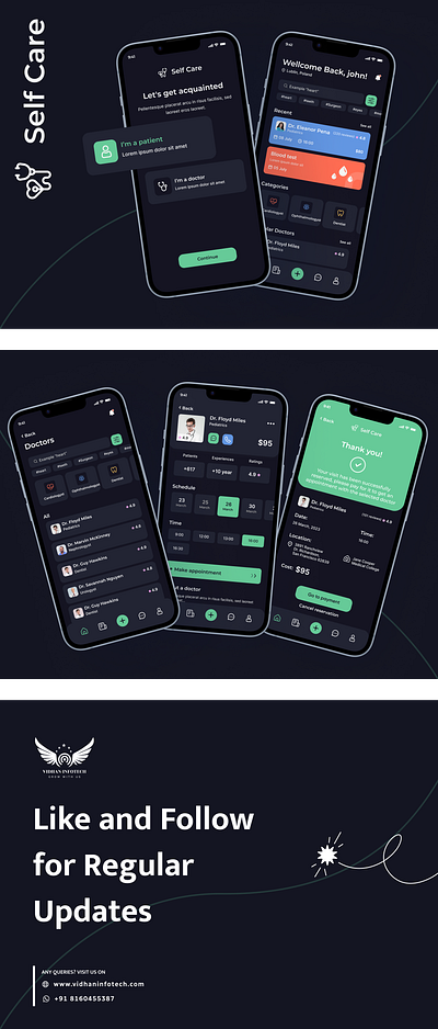 Self-Care- Doctor Appointment Booking 2024 app appointment concept design doctor figma health medicine mobileapp patient selfcare ui