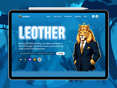 Leother - Meme Coin Website landing page design leother meme landing page meme website pepe pepe website design presale website design