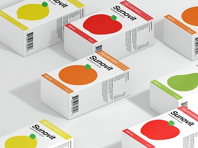 Sunovit(products) box branding children graphic design health illustration kid manufacturer medicine minimal minimalist packaging packing pharmaceutical simple syrup