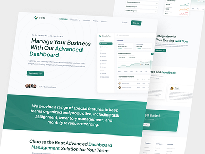 Code - Management Business Landing Page coffe coffee dashboard dashboard design design ui figma landingpage logo management saas typography ui ui design uicoffee uilandingpage uiux ux web design webdesign