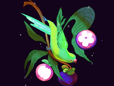 Tropical Fruits animal design bird art concept art illustration packaging design