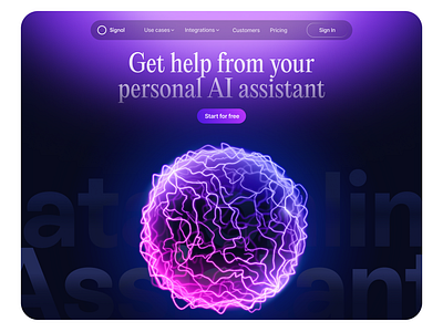 AI Assistant Startup Webpage Design ai artificial intelligence assistant chat clean dark homepage landing page minimal modern startup ui ui design uxui web design web interface webflow webpage website website design