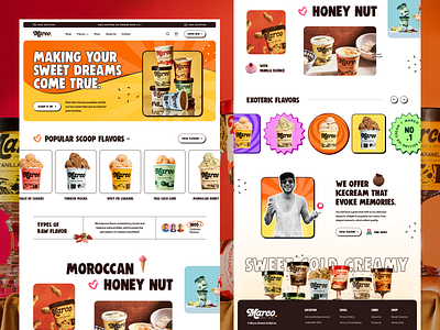 Marco - Ice Cream Website Design chocolate dessert flavours food gelato happiness homepage honey nut ice cream webdesign ice cream website icecream kids food landing page popsicle sweet vanilla web design webdesign website website design