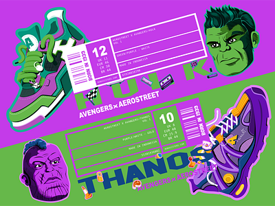 Power & Might (Hulk vs. Thanos) - Illustration avengers avengersstyle character illustration graphic design hulk illustration label local brand marvel shoes sneakers sportwear thanos wearing