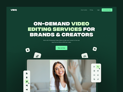 VIDQ: website, hero, landing page design branding design hero landing page logo montage service social media ui video video agency video platform video solutions web website