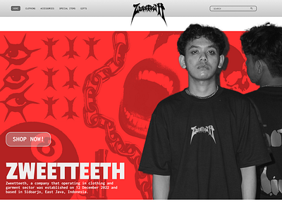 ZWEETTETH - LANDING PAGE branding fashin graphic design streetwear ui uiux