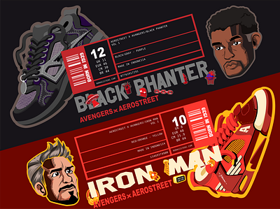 Vibranium & Arc (Black Panther and Iron Man) avengers black panther character illustration collaboration graphic design illustration iron man label local brand marvel marvelstyle shoes sneakers sportwear wearing
