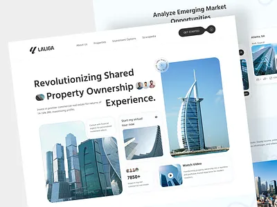 Real Estate Investments Landing Page agent apartments architecture building business houses invest investment landing page listings properties property real estate real estate investment real estate web realestate rent smart home smart property investment uiux