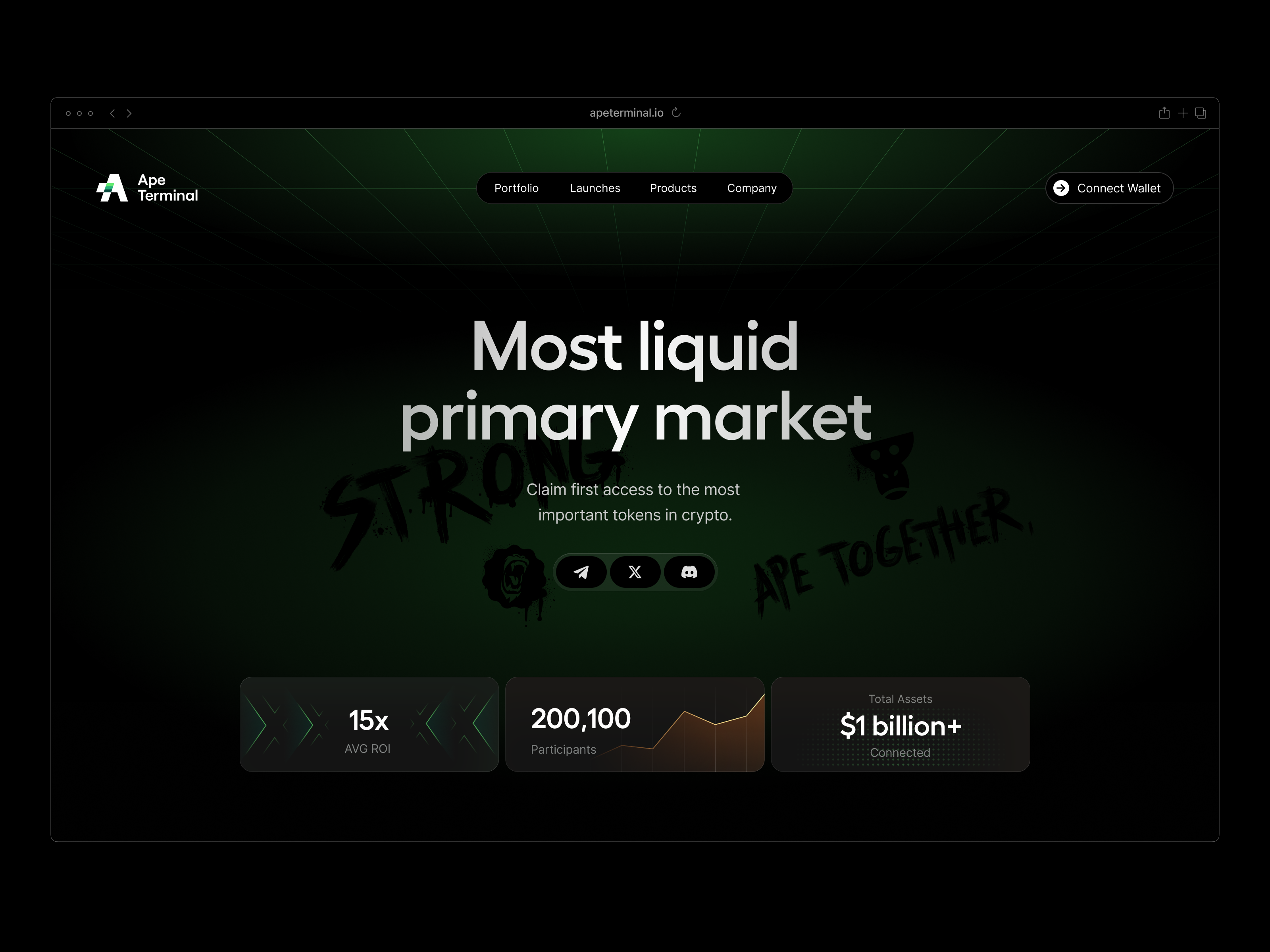 Ape Terminal: web design blockchain crypto crypto ido crypto token defi funds hero section homepage ido landing page launchpad token web design web3 website