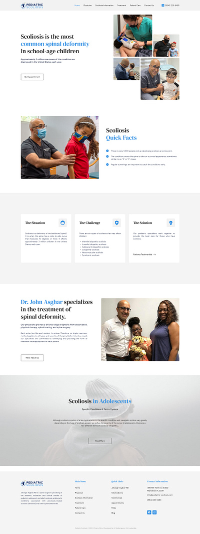 Pediatric Scoliosis UI design health kids landing minimal modern page safety scoliosis trendy ui ux web website